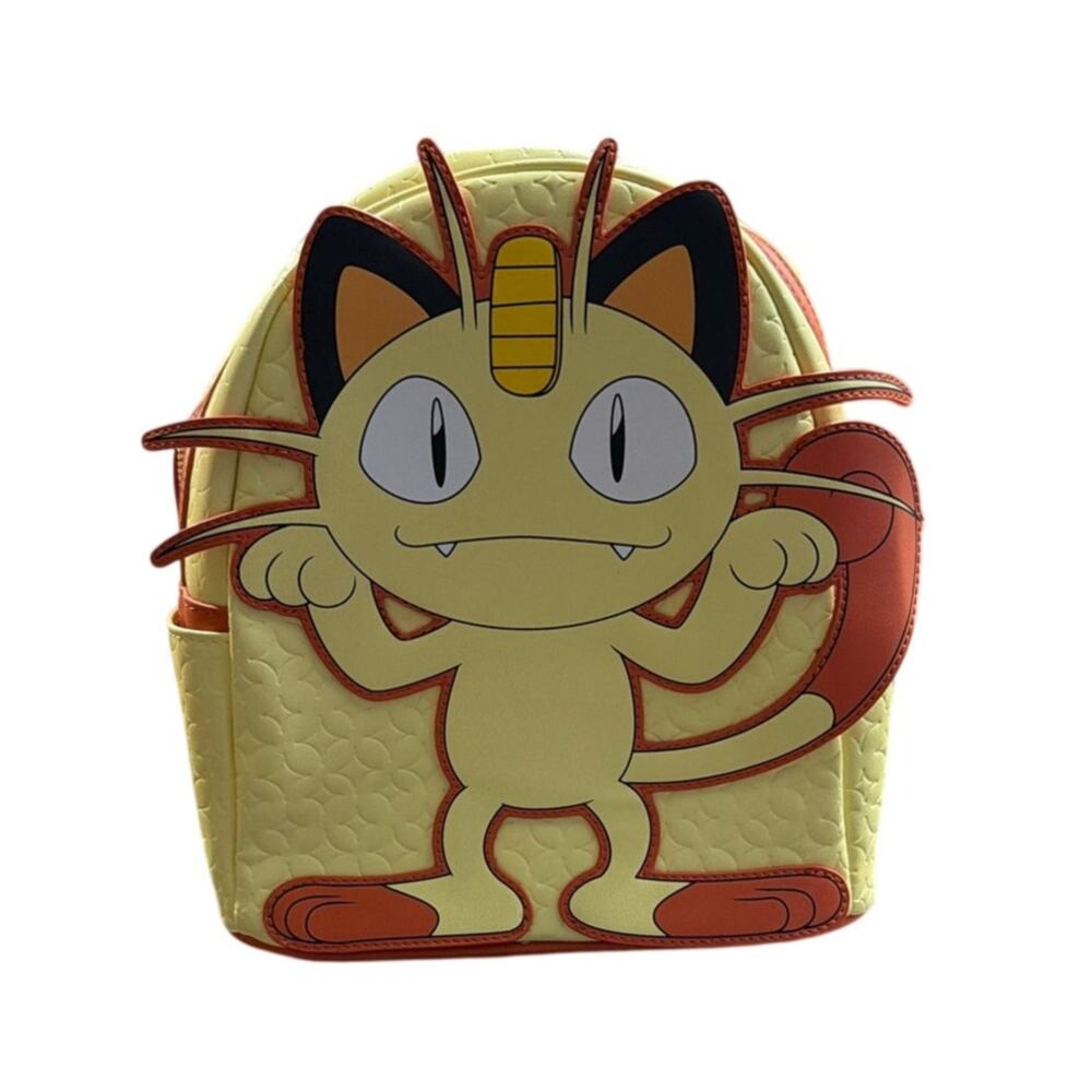 Loungefly Pokemon Meowth Cosplay Mini Backpack Yellow Faux Leather Shoulder Bag